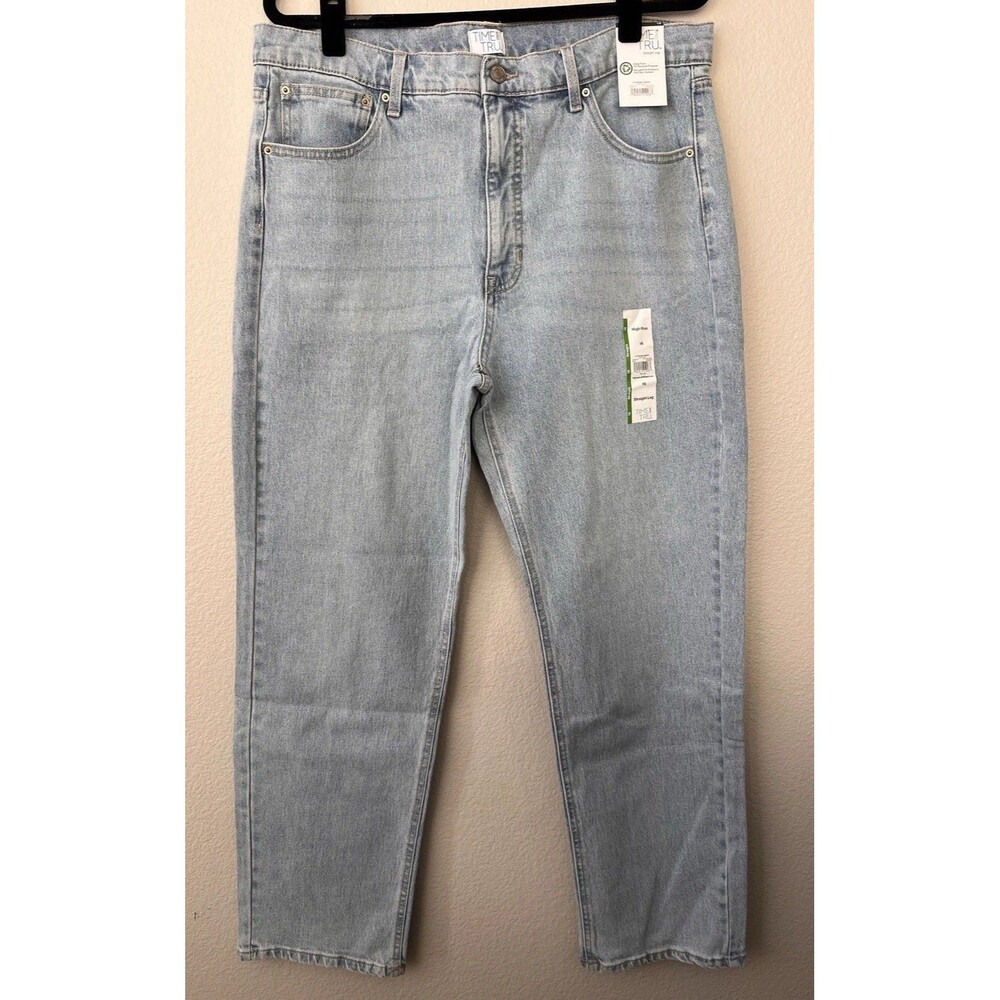 NWT Time And Tru Light Wash Straight Leg High-Rise Denim Jeans Size 16